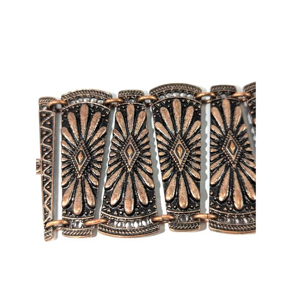 Copper Black Vintage Embossed Link Bracelet - Picture 8 of 8